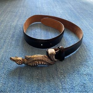 Vintage VTG 1995 Brighton Silver and Black Croc Belt - GREAT Condition - 25-30”